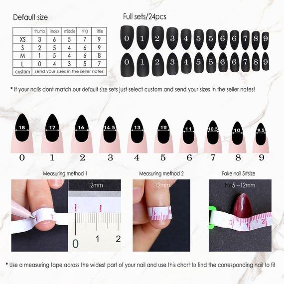 Guía aproximada de tallas y cómo medir tus uñas